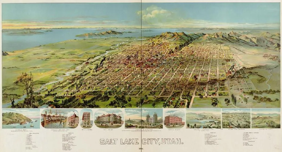1891 Salt Lake City Bird's Eye View